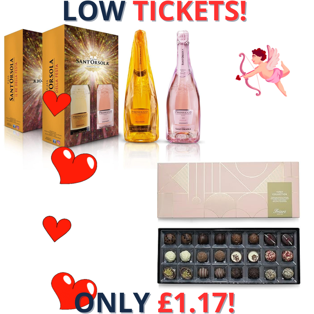 Sant'Orsola Prosecco D.O.C. Extra Dry Millesimato + Prosecco D.O.C. Rosè Sparkling Italian Wine + Friars Tipsy Chocolate Box 2083!