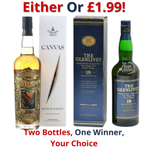 Either Or Compass Box Canvas Blended Malt or Glenlivet 18 Year Old Speyside Malt Whisky 1990s I 2797!